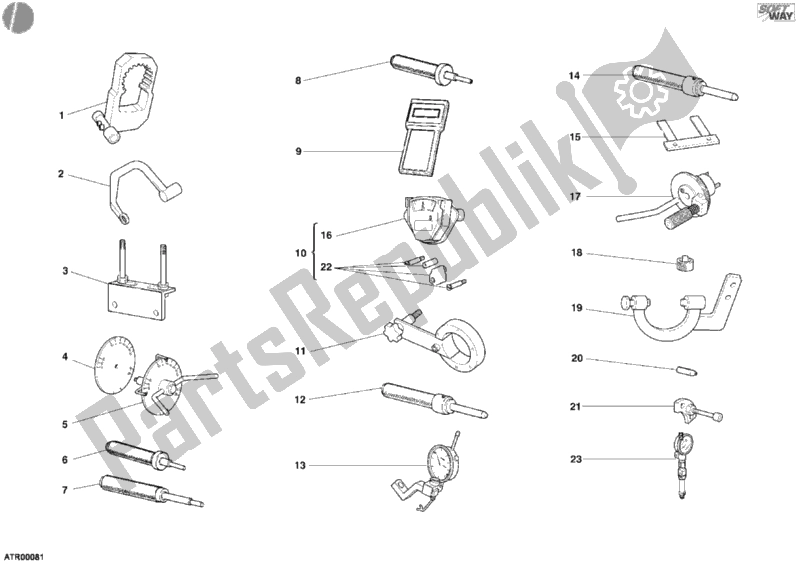 Tutte le parti per il 001 - Attrezzi Di Servizio Da Officina, Motore del Ducati Sport ST3 USA 1000 2005